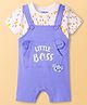 Babyoye 100% Cotton Knit Half Sleeves Romper with Text Print & Patch Detailing - Blue