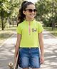 OLLINGTON ST. Cotton Knit Half Sleeves Top & Stretchable Denim Shorts Set - Limegreen & Blue