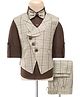 Rikidoos Full Sleeves Checked 3 Piece Suit Set With Bow - Coffee Brown