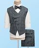 Rikidoos Full Sleeves Checked 3 Piece Party Suit Set With Bow - Grey & White