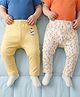 Babyoye 100% Cotton Interlock Knit Printed Diaper Leggings Pack Of 2 - Yellow & White