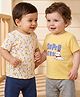 Babyoye 100% Cotton Knit Half Sleeves T-Shirts with Text Print Pack of 2 - Yellow & White