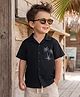 Kookie Kids Cotton Woven Half Sleeves Shirt With Palm Tree Print - Black