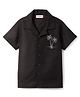 Kookie Kids Cotton Woven Half Sleeves Shirt With Palm Tree Print - Black