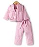Twetoons Woven Full Sleeves Jacket Top and Trouser Set With Abstract Foil Print - Pink