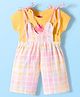 Twetoons Woven Striped Jumpsuit & Half Sleeves Inner  Tee With Pineapple Print - Yellow