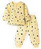 Doodle Poodle 100% Cotton Knit Full Sleeves T-Shirt & Pyjama Co-ord Night Suit With Star Print - Yellow