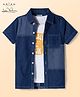 Arias Cotton Woven Half Sleeves Washed Shirt With T-Shirt & Text Print - Blue