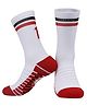 Neska Moda Cotton Elastane Colour Blocked Abstract Designed Striped Mid Calf Socks - White & Red