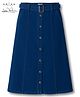 Arias Cotton Woven Mid Calf Washed Skirt With Stretch & Belt - Blue
