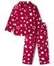 Babyhug Cotton Knit Full Sleeves Co-ords Night Suit with Star Print - Maroon
