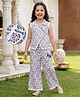 EARTHY TOUCH Single Jersey Knit Sleeveless Indo western Set With Floral Print - White