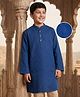 Pine Kids Cotton Woven Full Sleeves Solid Kurta - Navy Blue