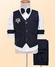 Rikidoos Full Sleeves Checked Action Text Patch Detailed 3 Piece Party Suit Set With Bow - Black & White