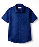 Kookie Kids Cotton Linen Woven Half Sleeves Solid Colour Shirt - Navy Blue