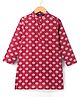 Pine Kids Cotton Woven Full Sleeves Kurta with Floral Print - Red