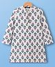 Pine Kids 100% Cotton Woven Full Sleeves Floral Printed Kurta - White