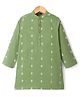 Pine Kids 100% Cotton Woven Full Length Printed Kurta - Olive Green