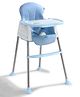 3-in-1 Convertible Baby High Chair - Blue| High Chair, Feeding Chair & Booster Chair| Adjustable Double Food Tray| Removable PU Leather Seat| Safety Harness| Removable Footrest