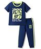 Honeyhap Premium 100% Cotton Knit with Bio Finish Half Sleeves Night Suit with Basketball Print - Navy Peony