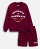 Nap Chief Cotton Knit Harry Potter Featuring Full Sleeves Quidditch At Hogwarts Text  Printed Light Winter Sweatshirt & Cargo Shorts Set - Maroon