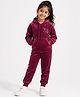 KUCHIPOO Velvet Knit Full Sleeves Unicorn Printed Winter Hoodies & Joggers Set - Maroon