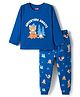 Babyhug Cotton Knit Full Sleeves Night Suit with Jungle Theme Print - Navy Blue