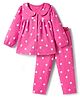 Babyhug Cotton Knit Full Sleeves Co-ords Front Open Night Suit with Floral Print - Pink