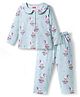 Babyhug Cotton Knit Full Sleeves Co-ord Night Suit With Bunny Print - Light Blue