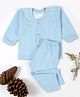 Tiny Bugs Cotton Knit Full Sleeves Striped Thermal Vest & Pant Set - Blue