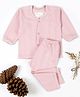 Tiny Bugs Cotton Knit Full Sleeves Striped Thermal Vest & Pant Set - Pink