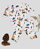 Tiny Bugs Cotton Knit Full Sleeves Vehicles & Animals Printed Thermal Vest & Pant Set - White