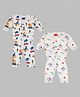 Tiny Bugs  Cotton Knit Pack Of 2 Full Sleeves Animal & Typography Printed Thermal Vest & Pant Set - White