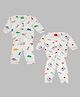 Tiny Bugs  Cotton Knit Pack Of 2 Full Sleeves Dinosaur & Typography Printed Thermal Vest & Pant Set - White