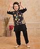 Ministitch Cotton Silk Woven Full Sleeves Solid Kurta Pyjama With Floral Printed & Sequins Embellished Nehru Jacket Set - Black