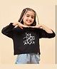 StyloBug Cotton Knit Full Sleeves Tictactoe Printed Light Winter Sweatshirt - Black