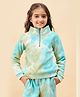StyloBug Fleece Knit Full Sleeves Tie & Dye Light Winter High Neck Sweatshirt - Green