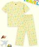 The Mom Store Cotton Knit Half Sleeves Travel Theme Printed Coordinating Night Suit Set - Yellow