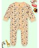 The Mom Store Cotton Knit Full Sleeves Animals Printed Romper - Orange