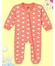 The Mom Store Cotton Knit Full Sleeves Floral Printed Footed Sleepsuit - Coral