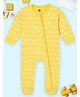 The Mom Store Cotton Knit Full Sleeves Clouds Printed Footed Sleepsuit - Yellow