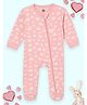 The Mom Store Cotton Knit Full Sleeves Hearts Printed Footed Sleepsuit - Pink