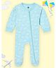 The Mom Store Cotton Knit Full Sleeves Hot Air Balloons Printed Footed Sleepsuit - Blue