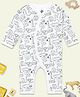 The Mom Store Cotton Knit Full Sleeves Animals Printed  Romper - White