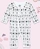 The Mom Store Cotton Knit Full Sleeves Unicorn Printed  Romper - White