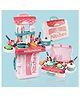 StarAndDaisy Plastic 3 in 1 Portable Pretend Food Party Role Cooking Kitchen Play Set Toy for Baby, Toddlers, Boys and Girls - Pink