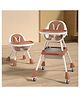 StarAndDaisy high Chair for Baby Chair for 0 to 3 Years, Portable/Foldable Feeding Chair with Adjustable Height & Removable Dining Tray & Wheels, Convertible Baby High Chair for Toddlers - Dark peach