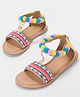 Pantaloons Junior Beads & Pom Pom Embellished Zipper Closure Sandals - Multi Colour
