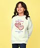 NUSYL Fleece Knit Full Sleeves Donuts Printed Light Winter Sweatshirt - White