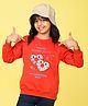 NUSYL Fleece Knit Full Sleeves Donuts Printed Light Winter Sweatshirt - Red